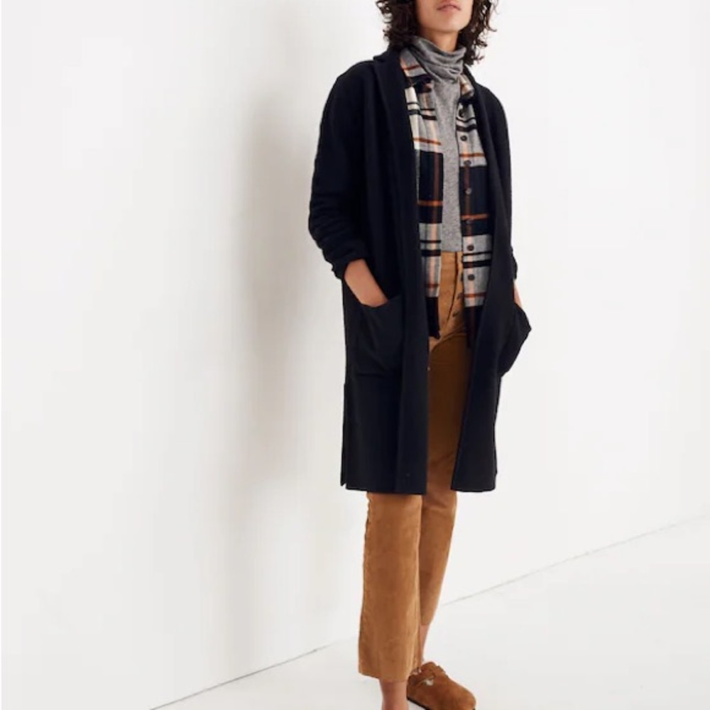 Madewell Black Open-Front Cozy Cardigan Coatigan